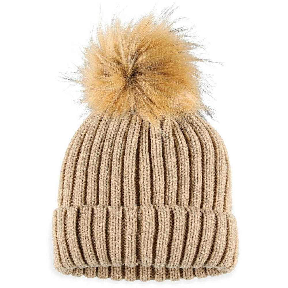 Las Vegas Raiders WEAR by Erin Andrews Women's Neutral Cuffed Knit Hat with Pom Natural | NFL