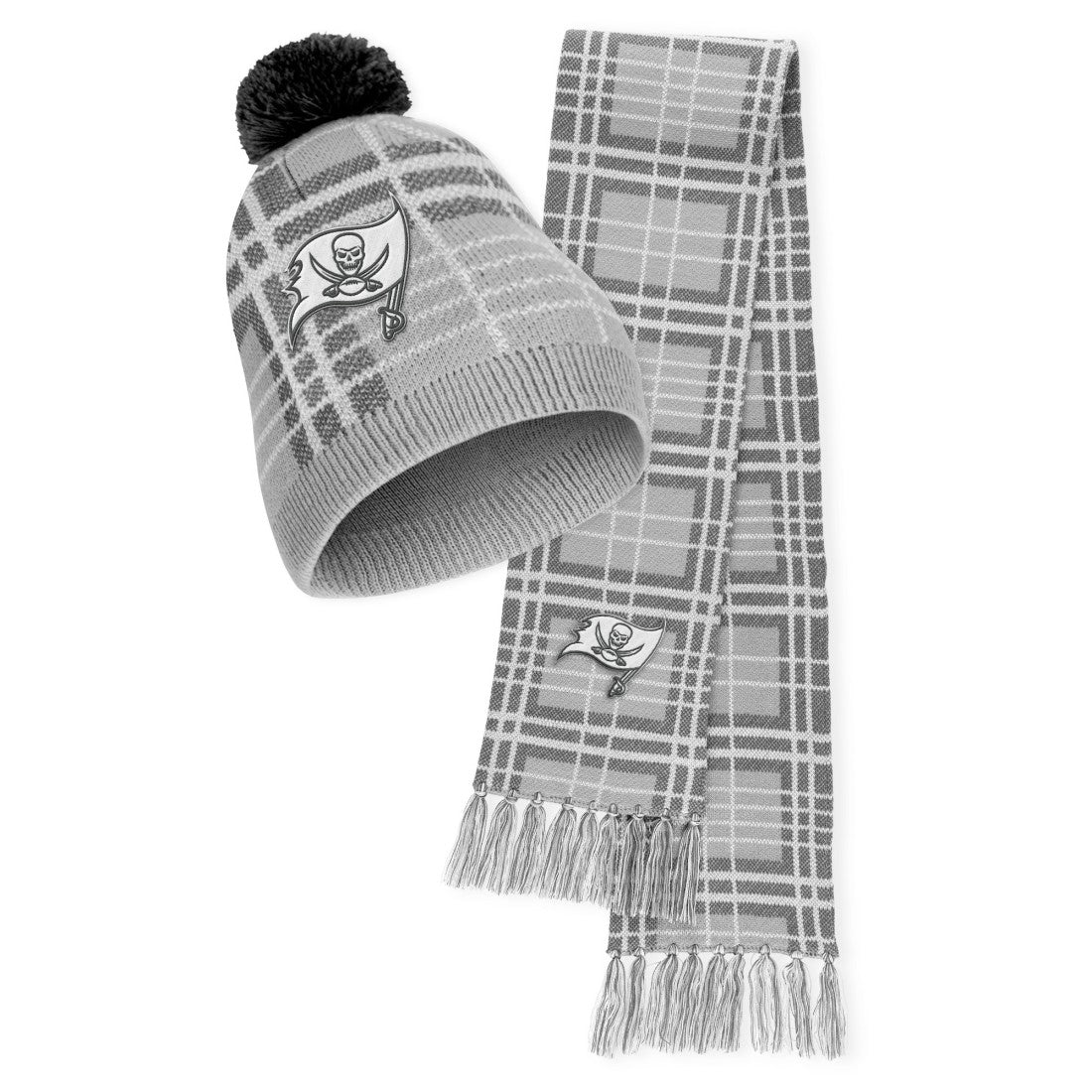 Tampa Bay Buccaneers WEAR by Erin Andrews Women's Plaid Knit Hat with Pom & Scarf Set | NFL