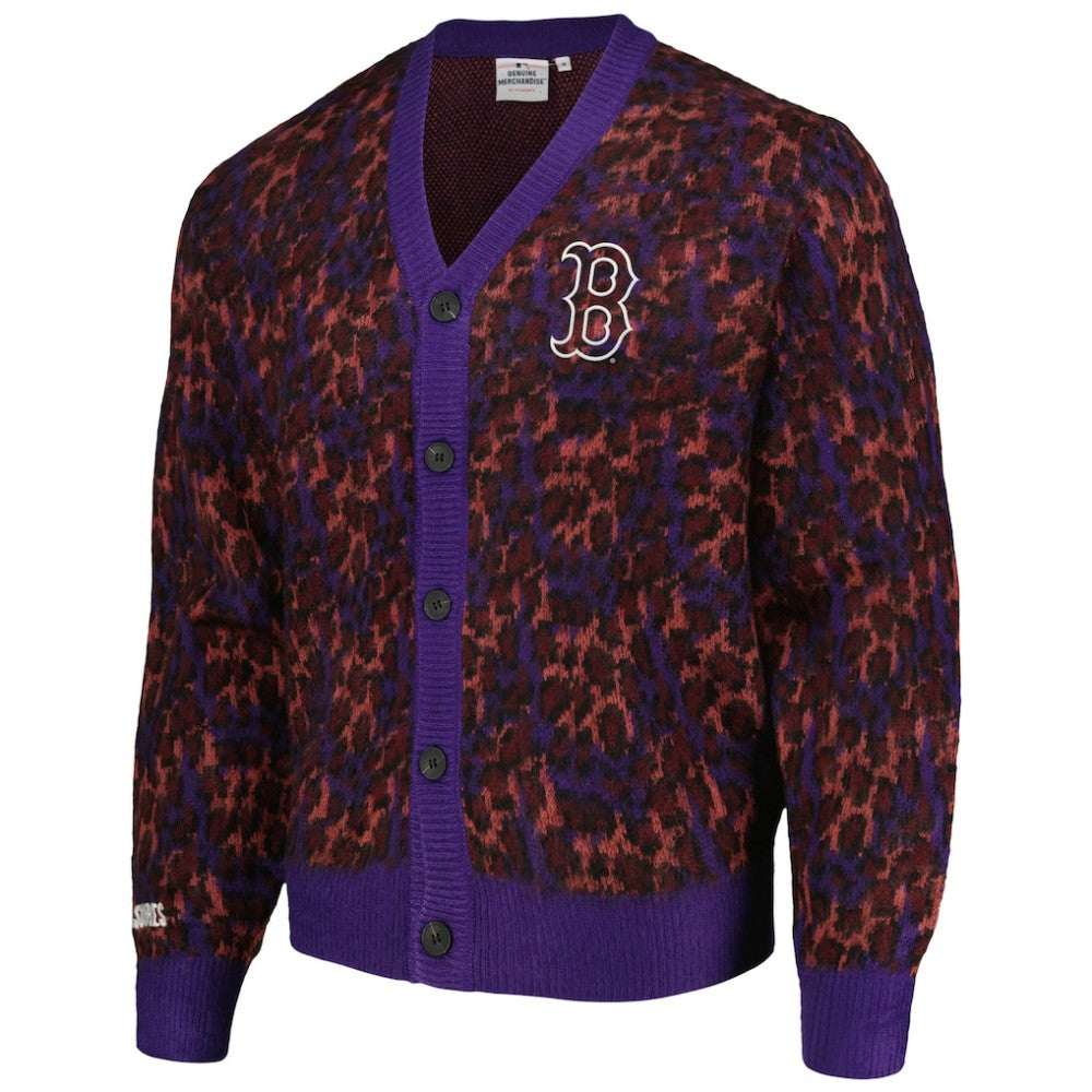 Boston Red Sox PLEASURES Cheetah Cardigan Button-Up Sweater - MLB