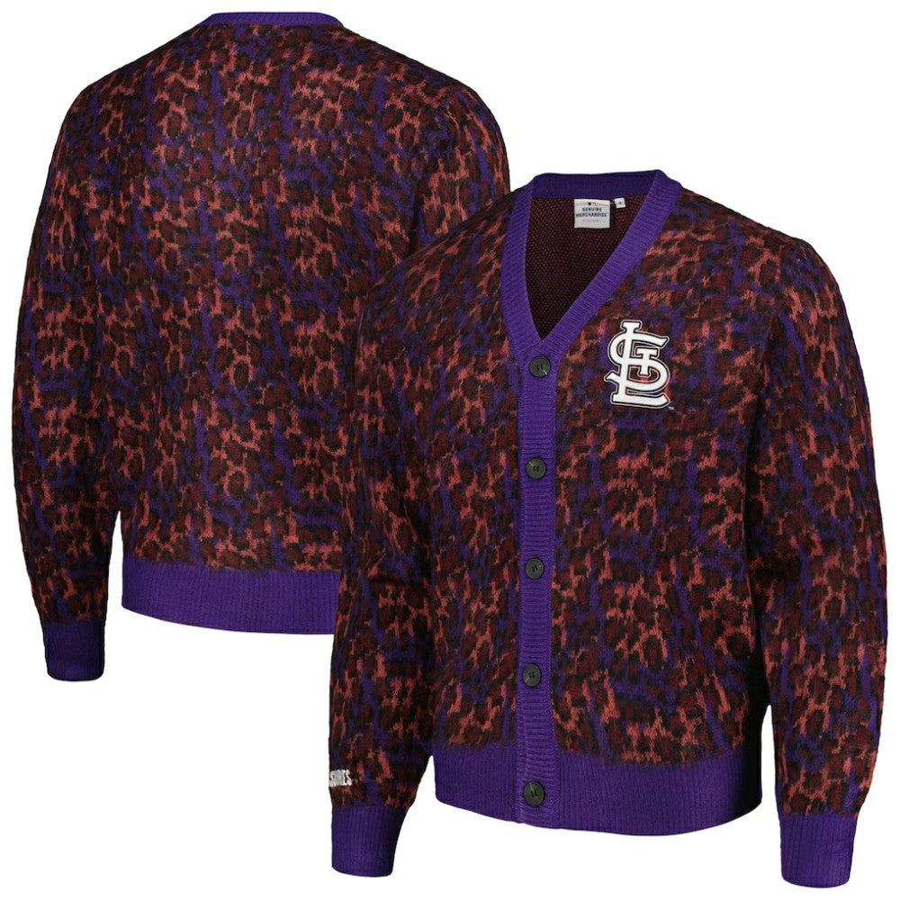 St. Louis Cardinals PLEASURES Cheetah Cardigan Button-Up Sweater - MLB