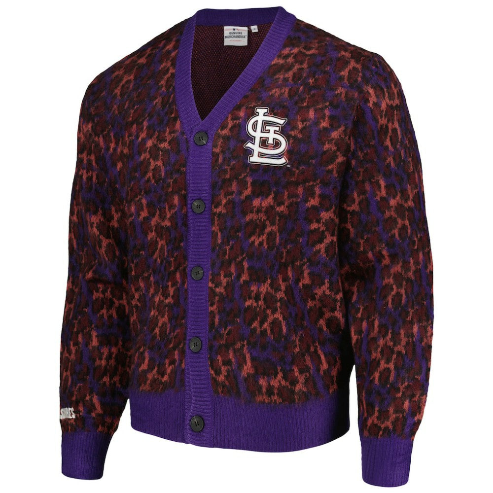 St. Louis Cardinals PLEASURES Cheetah Cardigan Button-Up Sweater - MLB