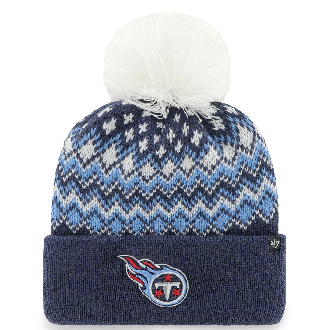 Tennessee Titans '47 Women's Elsa Cuffed Knit Hat with Pom Navy | 47 brand