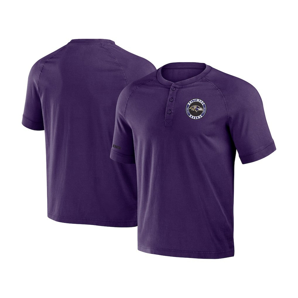 Baltimore Ravens NFL x Darius Rucker Collection Washed Raglan Henley T-Shirt Purple | Fanatics