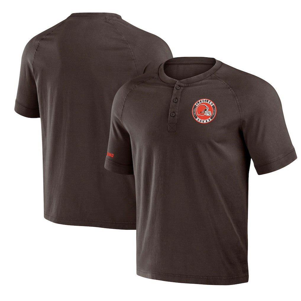 Cleveland Browns NFL x Darius Rucker Collection Washed Raglan Henley T-Shirt Brown | Fanatics