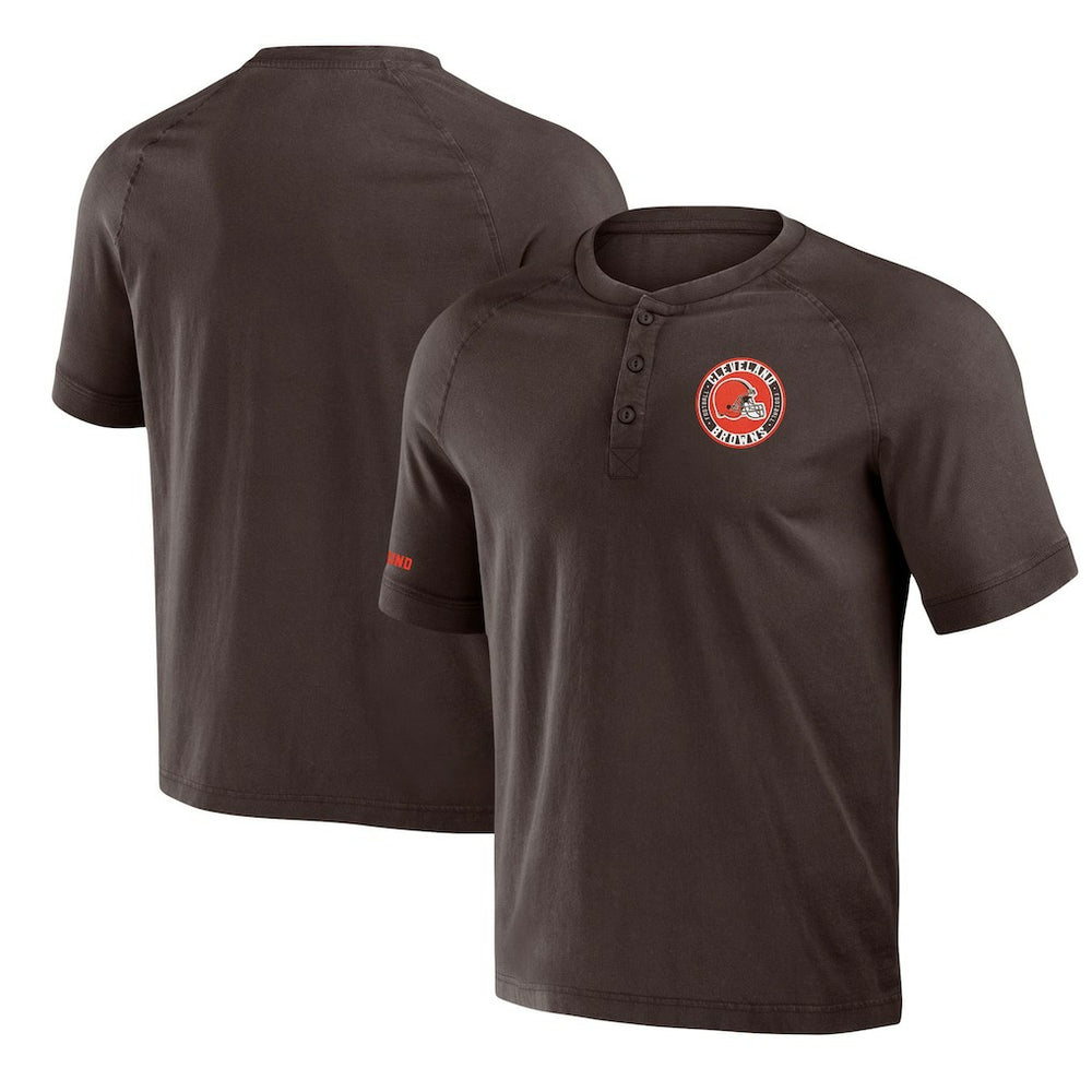 Cleveland Browns NFL x Darius Rucker Collection Washed Raglan Henley T-Shirt Brown | Fanatics