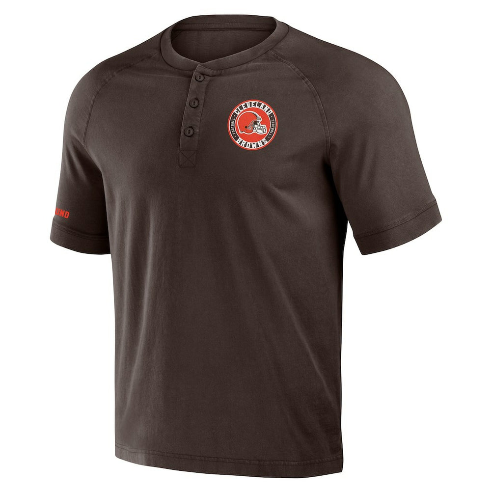 Cleveland Browns NFL x Darius Rucker Collection Washed Raglan Henley T-Shirt Brown | Fanatics