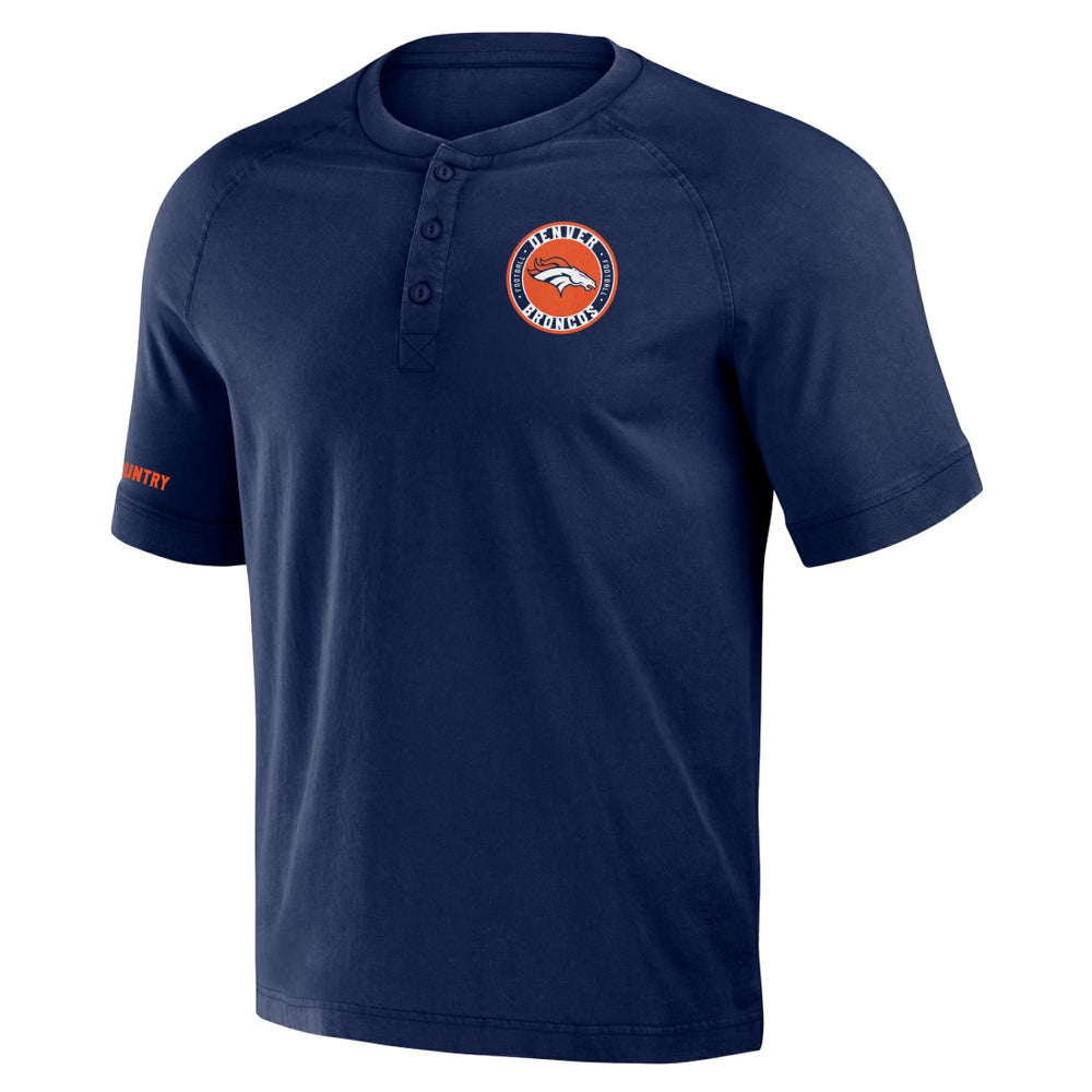 Denver Broncos NFL x Darius Rucker Collection Washed Raglan Henley T-Shirt Navy | Fanatics