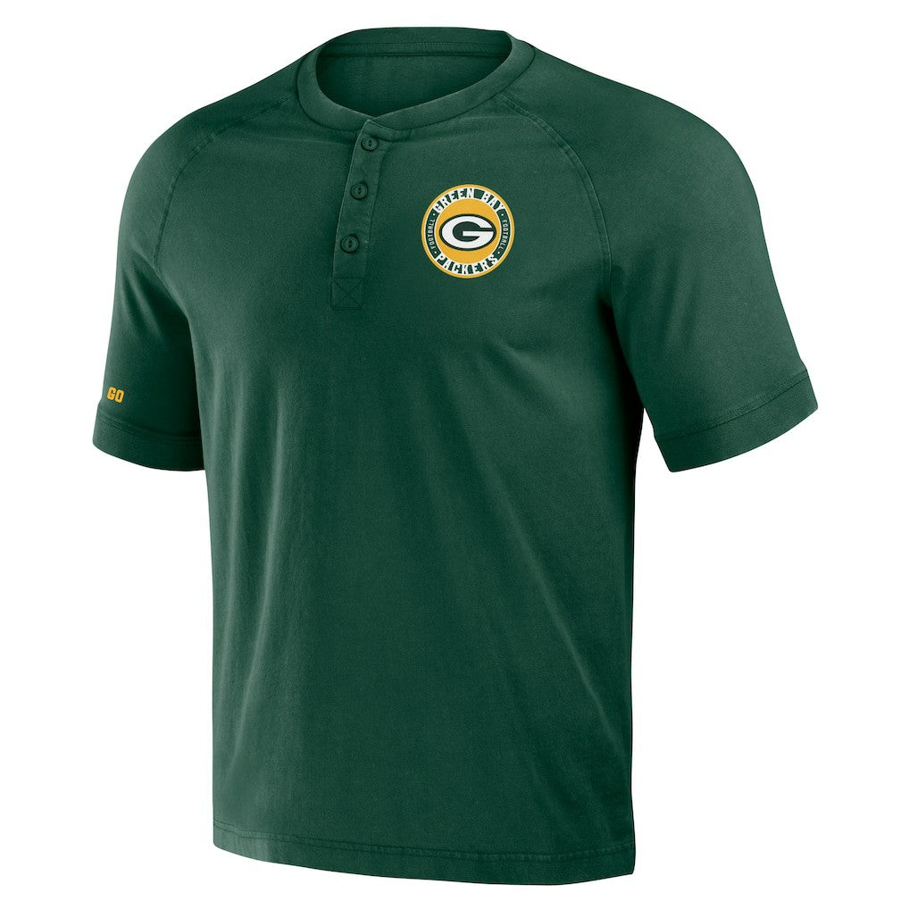 Green Bay Packers NFL x Darius Rucker Collection Washed Raglan Henley T-Shirt Green | Fanatics