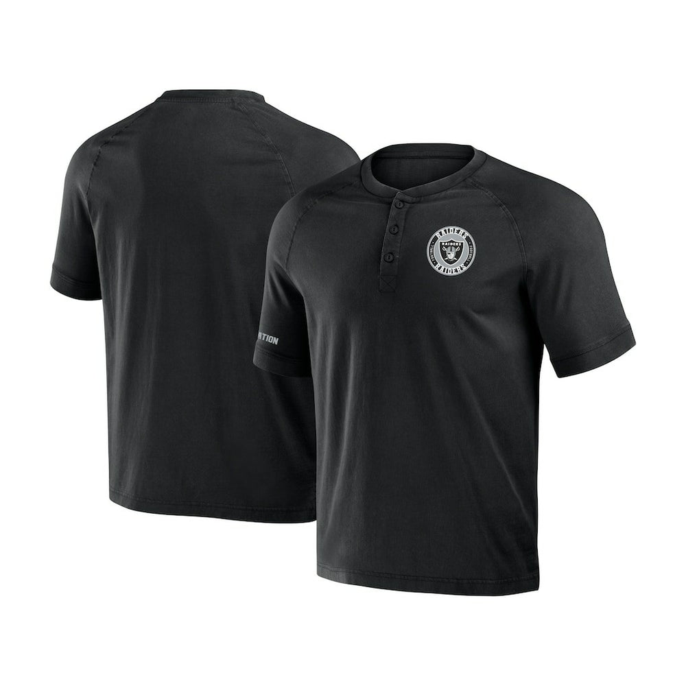 Las Vegas Raiders NFL x Darius Rucker Collection Washed Raglan Henley T-Shirt Black | Fanatics