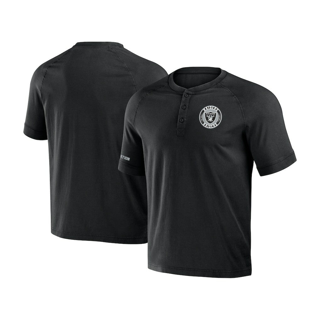 Las Vegas Raiders NFL x Darius Rucker Collection Washed Raglan Henley T-Shirt Black | Fanatics