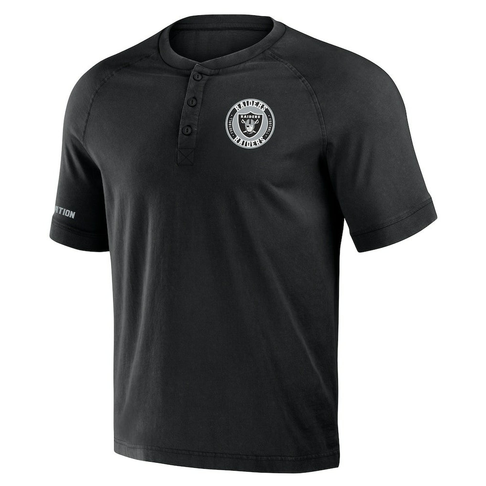 Las Vegas Raiders NFL x Darius Rucker Collection Washed Raglan Henley T-Shirt Black | Fanatics