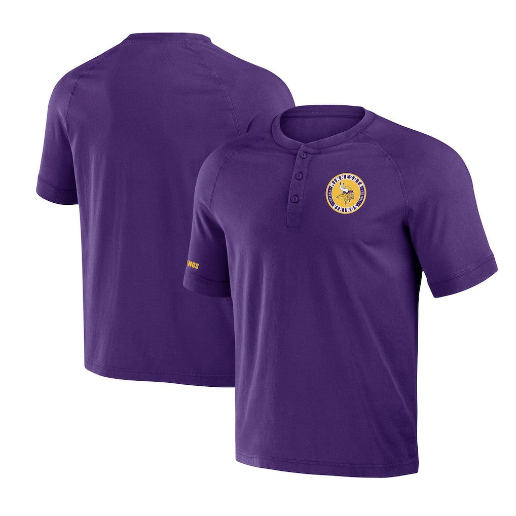 Minnesota Vikings NFL x Darius Rucker Collection Washed Raglan Henley T-Shirt Purple | Fanatics