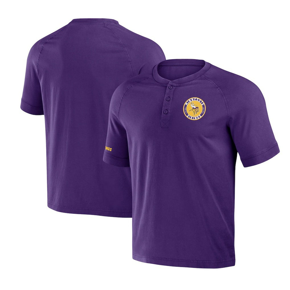 Minnesota Vikings NFL x Darius Rucker Collection Washed Raglan Henley T-Shirt Purple | Fanatics