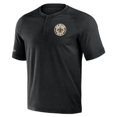 New Orleans Saints NFL x Darius Rucker Collection Washed Raglan Henley T-Shirt Black | Fanatics