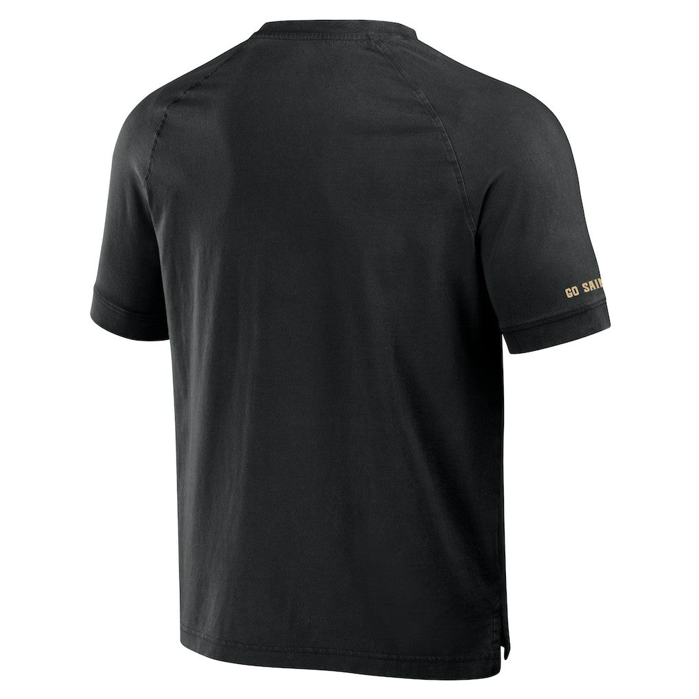 New Orleans Saints NFL x Darius Rucker Collection Washed Raglan Henley T-Shirt Black | Fanatics