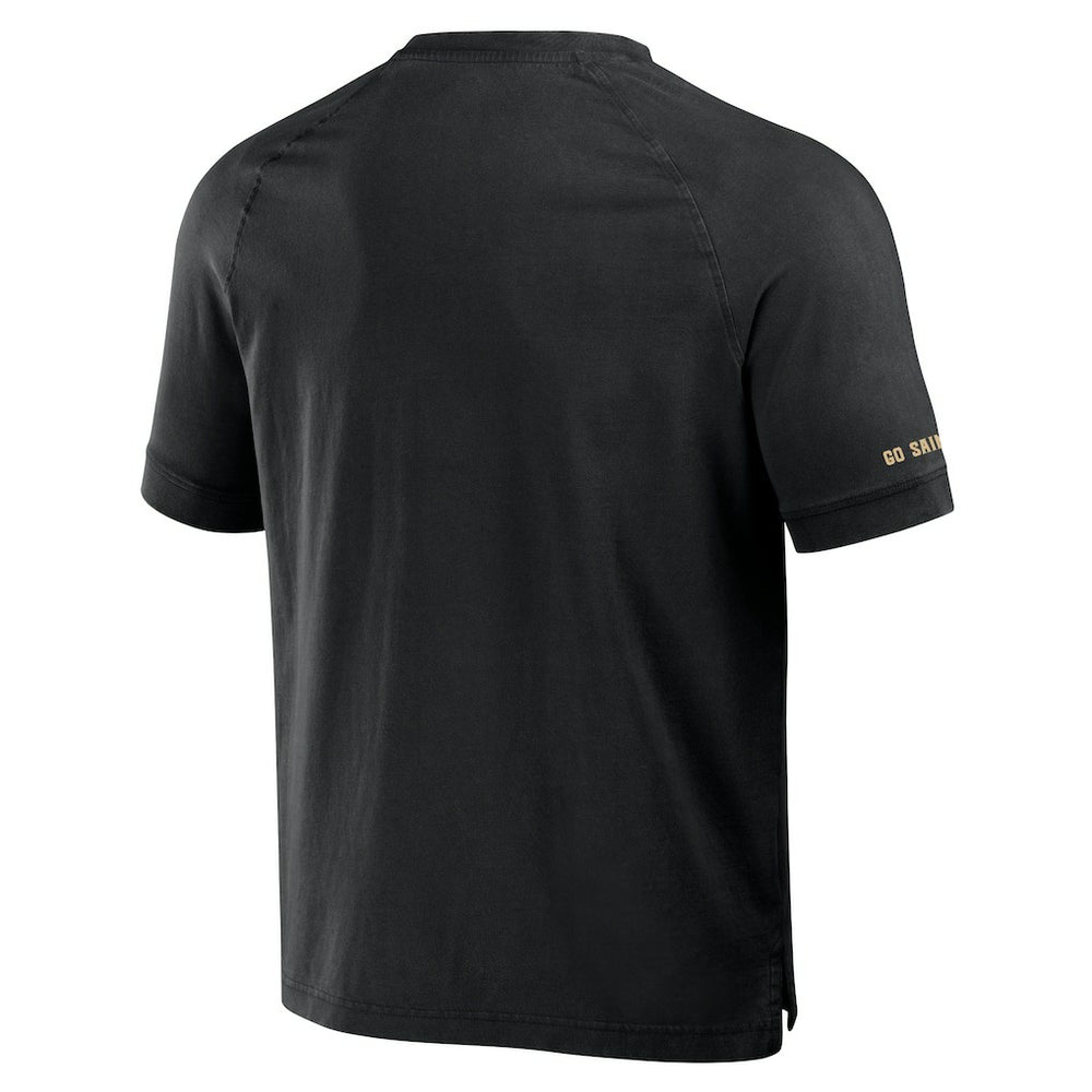 New Orleans Saints NFL x Darius Rucker Collection Washed Raglan Henley T-Shirt Black | Fanatics