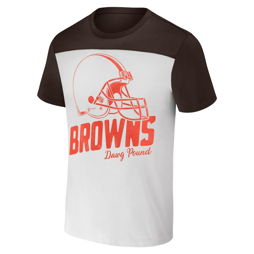 Cleveland Browns NFL x Darius Rucker Collection Colorblocked T-Shirt White/Brown | Fanatics