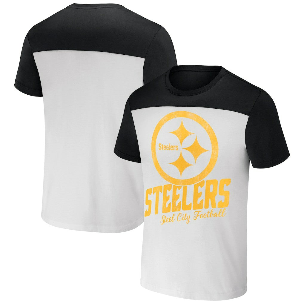 Pittsburgh Steelers NFL x Darius Rucker Collection Colorblocked T-Shirt White/Black | Fanatics