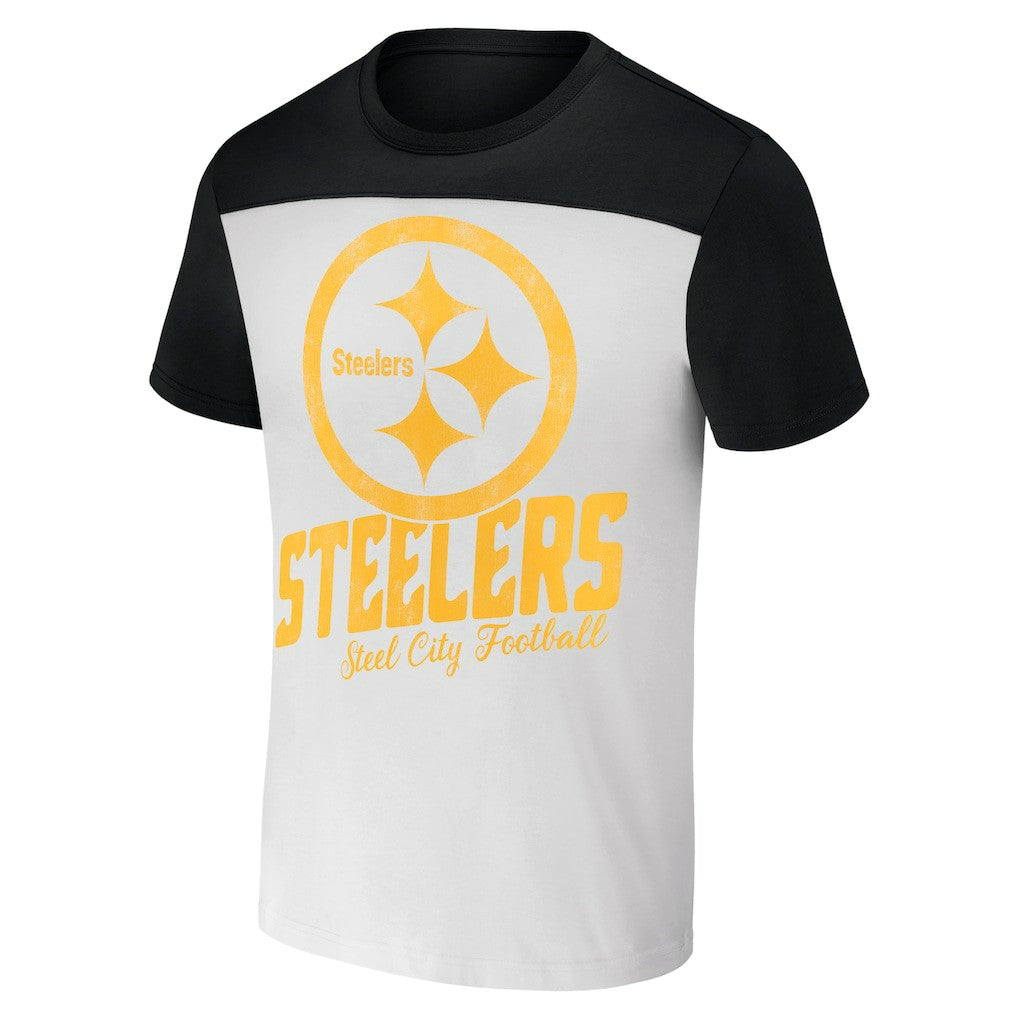 Pittsburgh Steelers NFL x Darius Rucker Collection Colorblocked T-Shirt White/Black | Fanatics