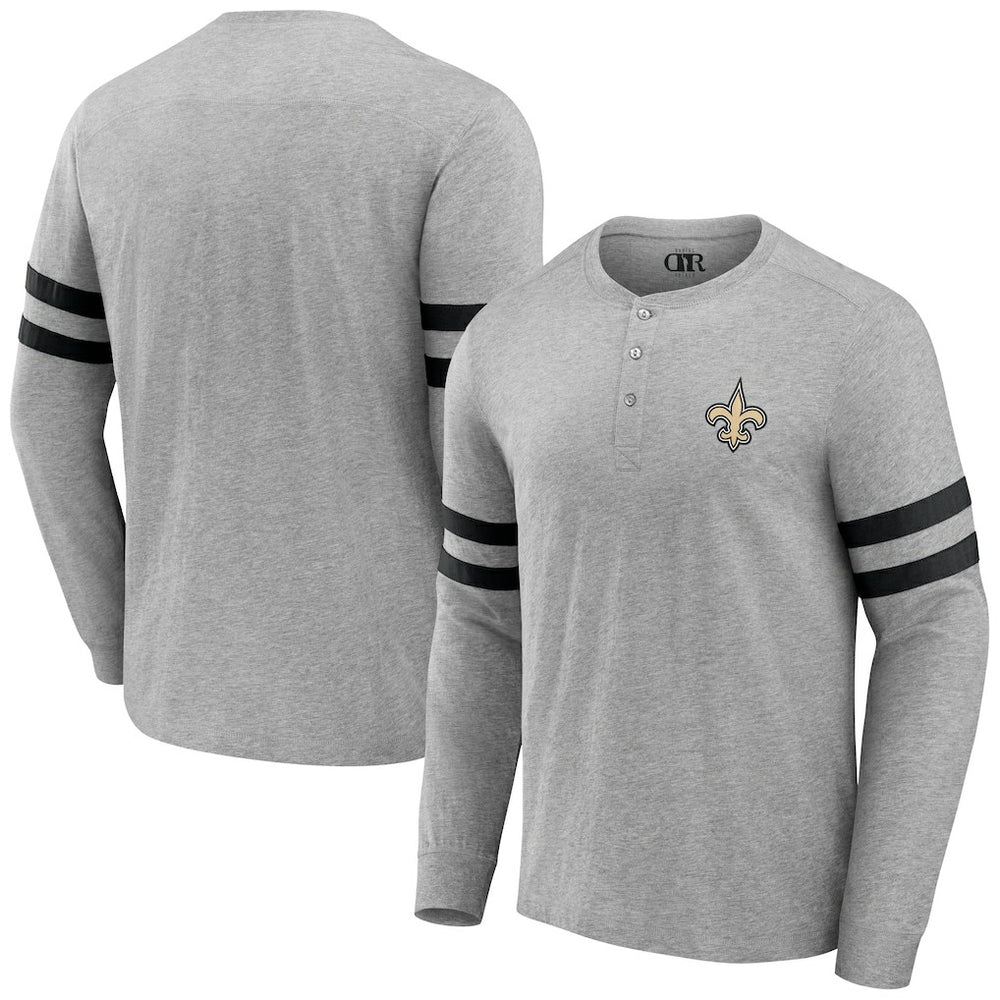 New Orleans Saints NFL x Darius Rucker Collection Henley Long Sleeve T-Shirt Heather Gray | Fanatics