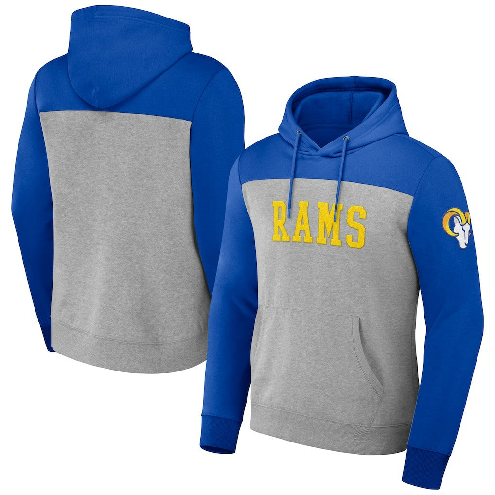 Los Angeles Rams NFL x Darius Rucker Collection Color Blocked Pullover Hoodie Heather Gray | Fanatics