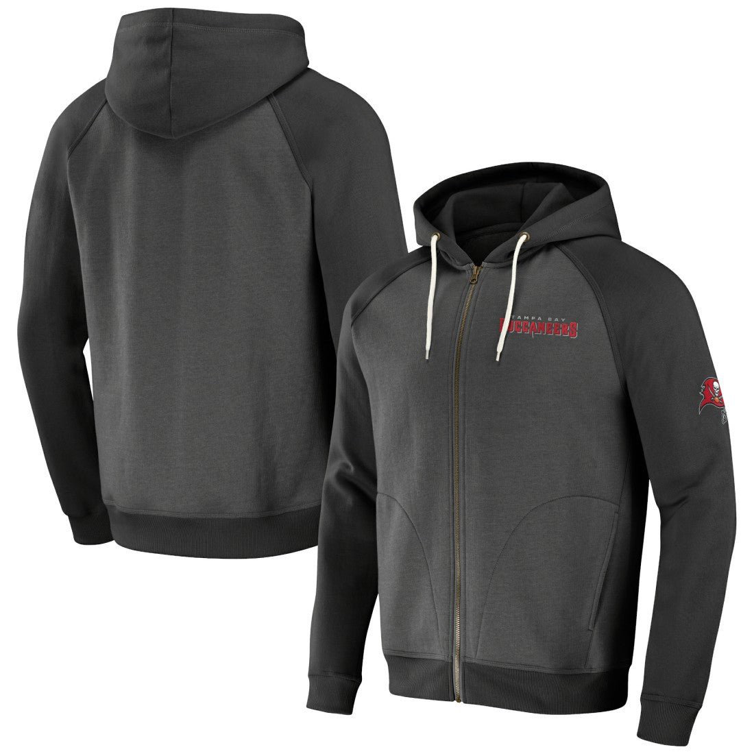 Tampa Bay Buccaneers NFL x Darius Rucker Collection Raglan Full-Zip Hoodie Pewter | Fanatics