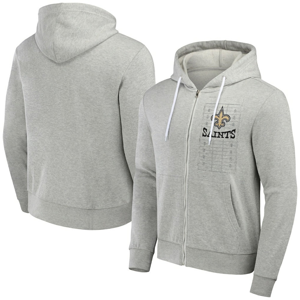 New Orleans Saints NFL x Darius Rucker Collection Domestic Full-Zip Hoodie Heather Gray | Fanatics