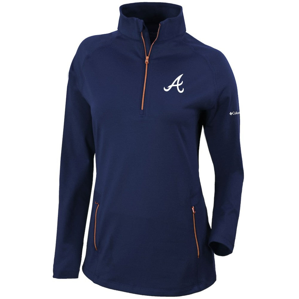 Atlanta Braves Columbia Women's Omni-Wick Outward Nine Quarter-Zip Pullover Top - MLB
