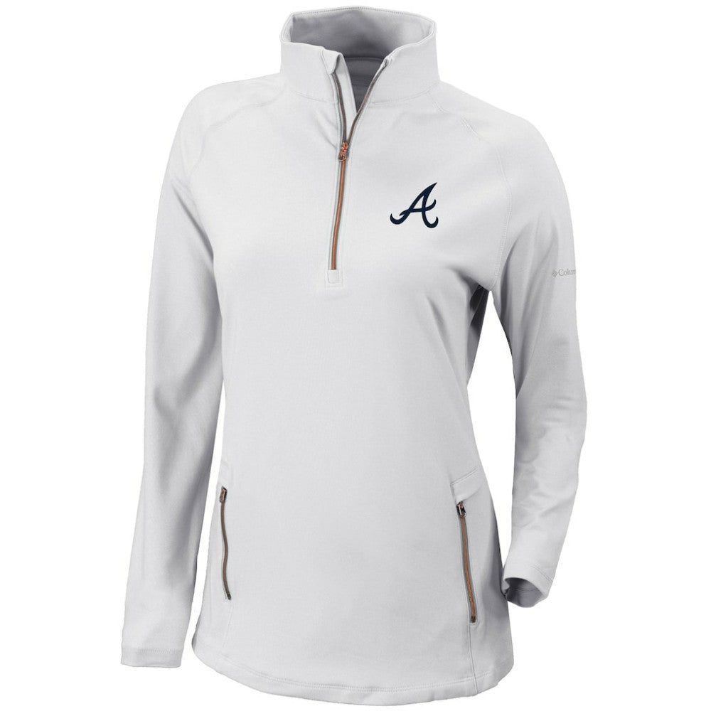Atlanta Braves Columbia Women's Omni-Wick Outward Nine Quarter-Zip Pullover Top - MLB