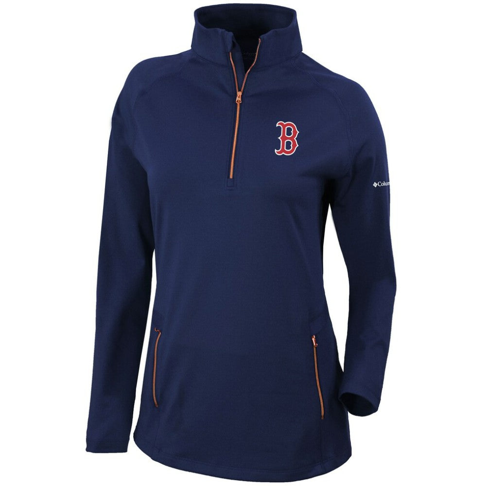 Boston Red Sox Columbia Women's Omni-Wick Outward Nine Quarter-Zip Pullover Top - MLB