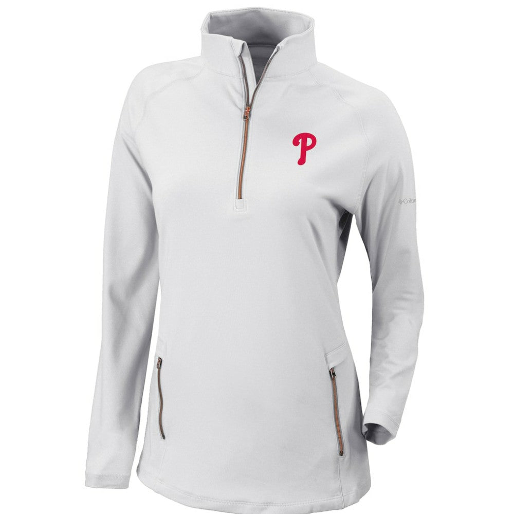 Philadelphia Phillies Columbia Women's Omni-Wick Outward Nine Quarter-Zip Pullover Top - MLB