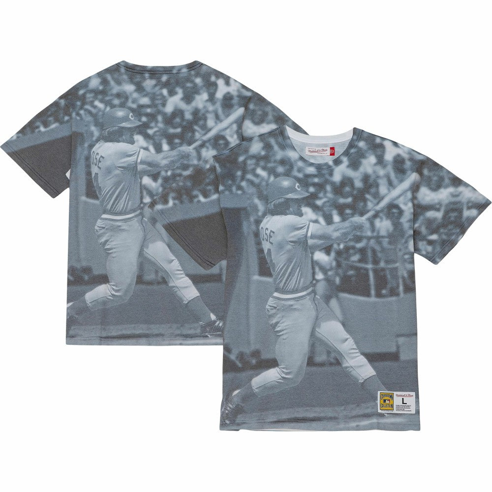 Pete Rose Cincinnati Reds Mitchell & Ness Cooperstown Collection Highlight Sublimated Player Graphic T-Shirt T-shirts - MLB