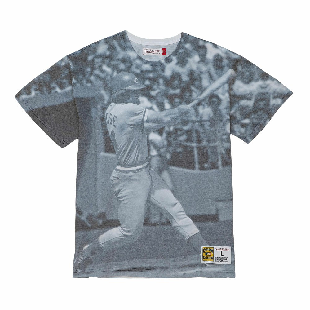 Pete Rose Cincinnati Reds Mitchell & Ness Cooperstown Collection Highlight Sublimated Player Graphic T-Shirt T-shirts - MLB