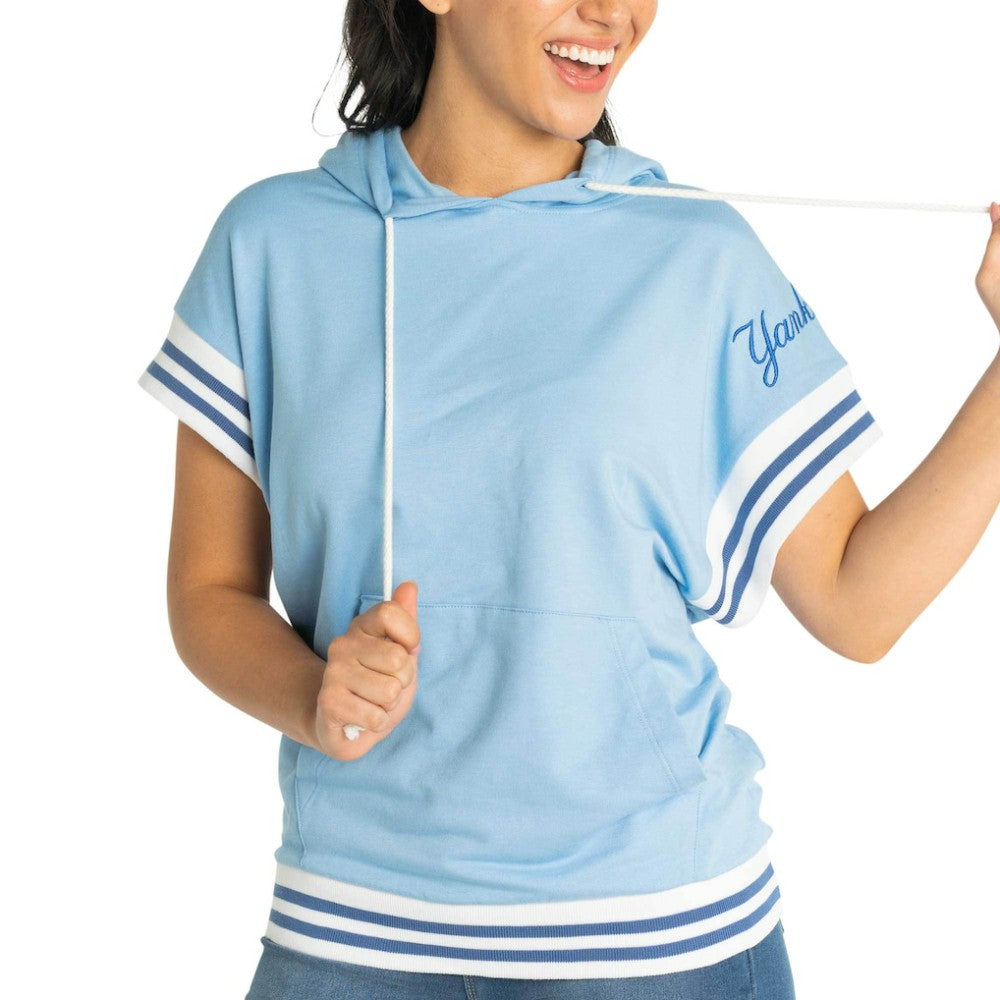New York Yankees Lusso Women's Mabel Tri-Blend Short Sleeve Pullover Hoodie - MLB