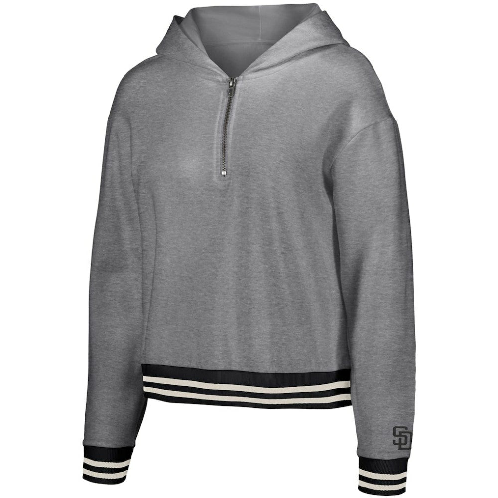 San Diego Padres Lusso Women's Magnolia Tri-Blend Quarter-Zip Hoodie - MLB