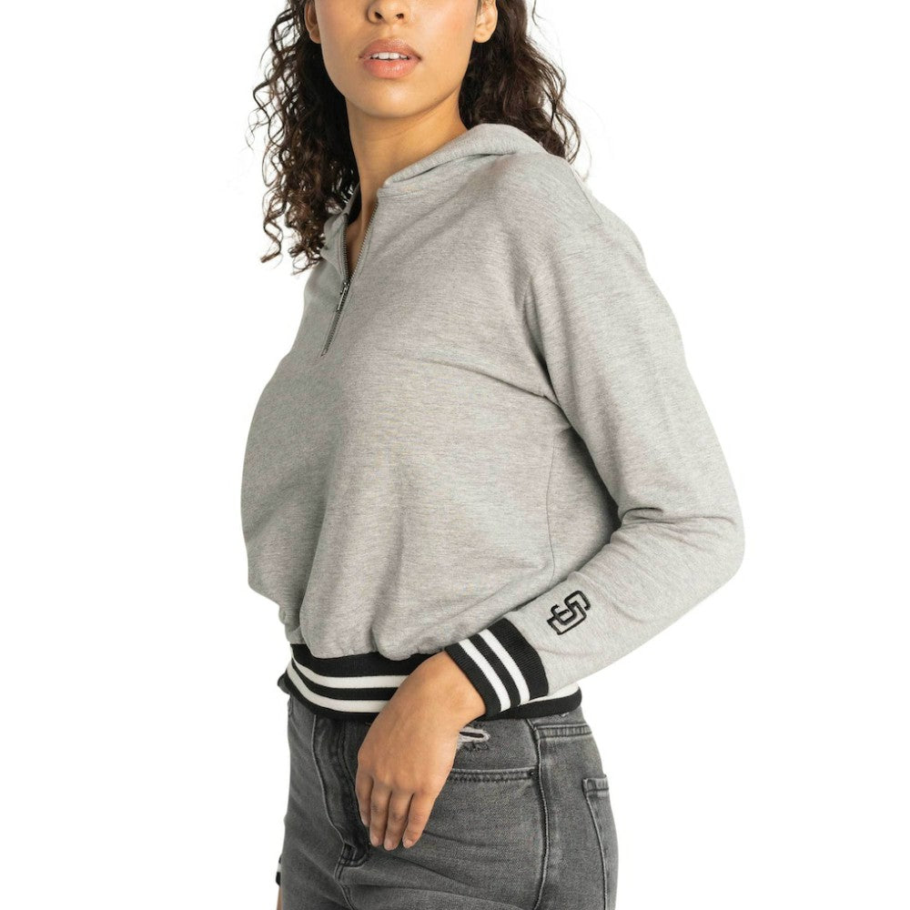 San Diego Padres Lusso Women's Magnolia Tri-Blend Quarter-Zip Hoodie - MLB
