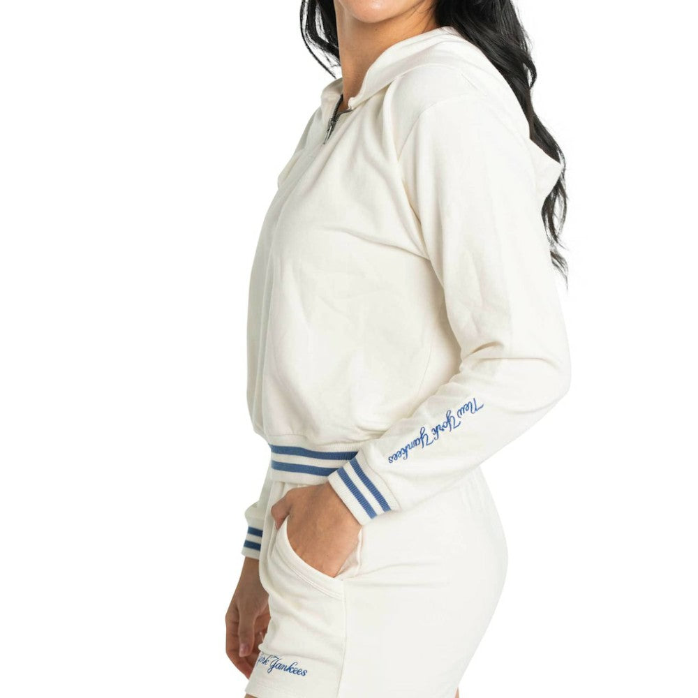 New York Yankees Lusso Women's Magnolia Tri-Blend Quarter-Zip Hoodie - MLB