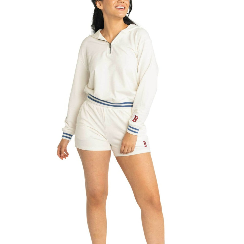 Boston Red Sox Lusso Women's Magnolia Tri-Blend Quarter-Zip Hoodie - MLB