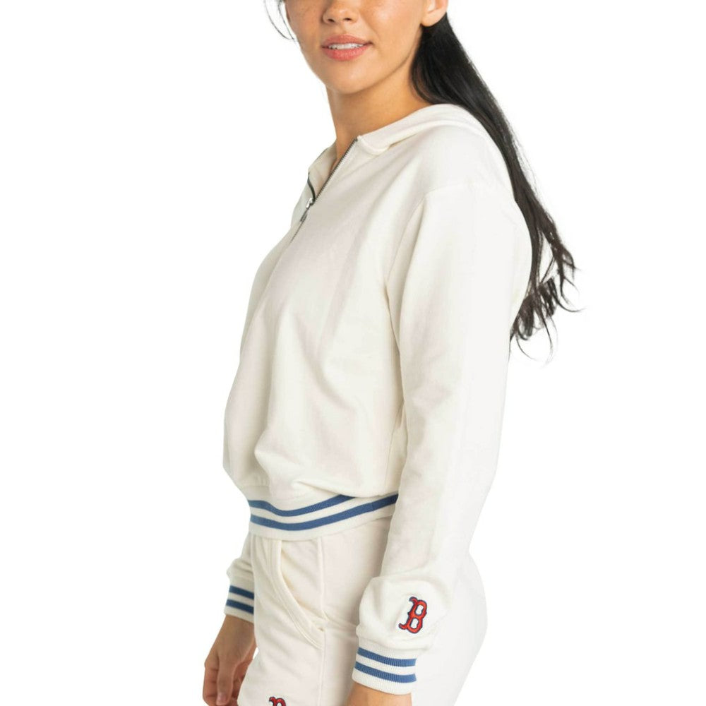 Boston Red Sox Lusso Women's Magnolia Tri-Blend Quarter-Zip Hoodie - MLB