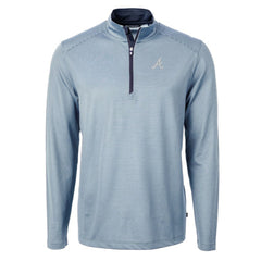 Atlanta Braves Cutter & Buck Virtue Eco Pique Micro Stripe Recycled Quarter-Zip Pullover Top - MLB