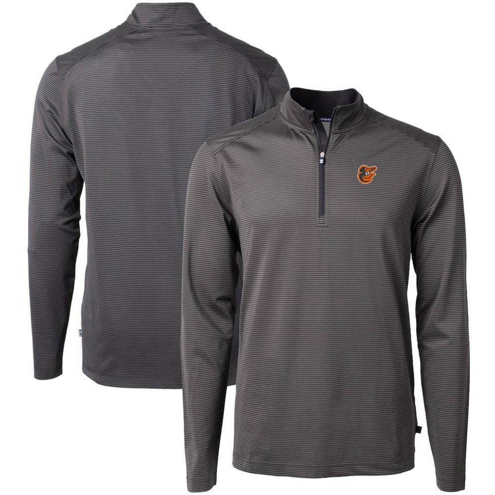 Baltimore Orioles Cutter & Buck Virtue Eco Pique Micro Stripe Recycled Quarter-Zip Pullover Top - MLB