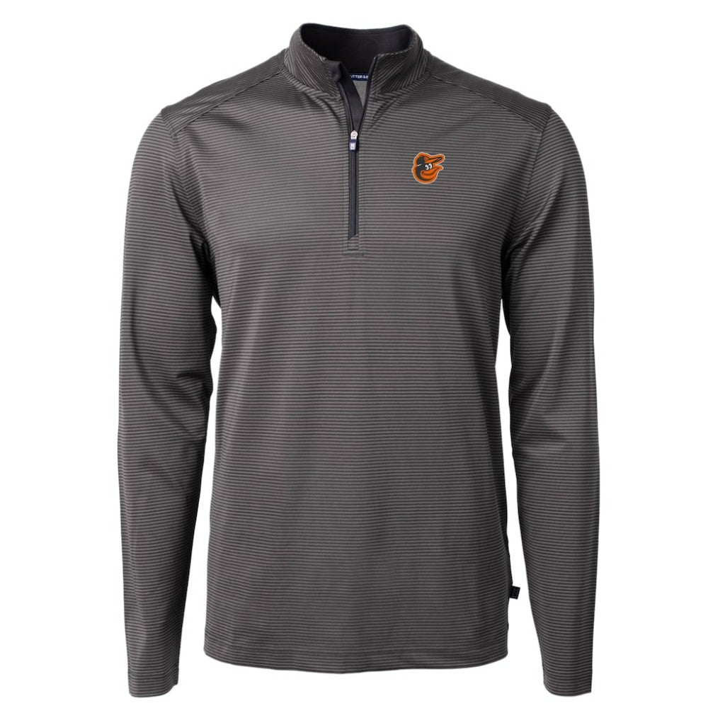 Baltimore Orioles Cutter & Buck Virtue Eco Pique Micro Stripe Recycled Quarter-Zip Pullover Top - MLB