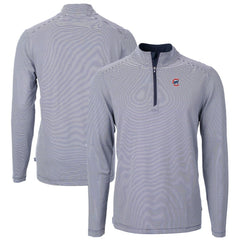 Chicago Cubs Cutter & Buck Virtue Eco Pique Micro Stripe Recycled Quarter-Zip Pullover Top - MLB