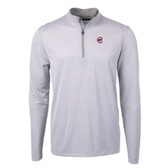 Chicago Cubs Cutter & Buck Virtue Eco Pique Micro Stripe Recycled Quarter-Zip Pullover Top - MLB