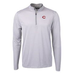 Cincinnati Reds Cutter & Buck Virtue Eco Pique Micro Stripe Recycled Quarter-Zip Pullover Top - MLB
