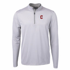 Cleveland Guardians Cutter & Buck Virtue Eco Pique Micro Stripe Recycled Quarter-Zip Pullover Top - MLB