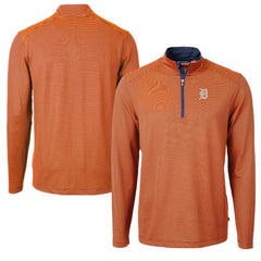 Detroit Tigers Cutter & Buck Virtue Eco Pique Micro Stripe Recycled Quarter-Zip Pullover Top - MLB