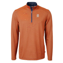 Detroit Tigers Cutter & Buck Virtue Eco Pique Micro Stripe Recycled Quarter-Zip Pullover Top - MLB