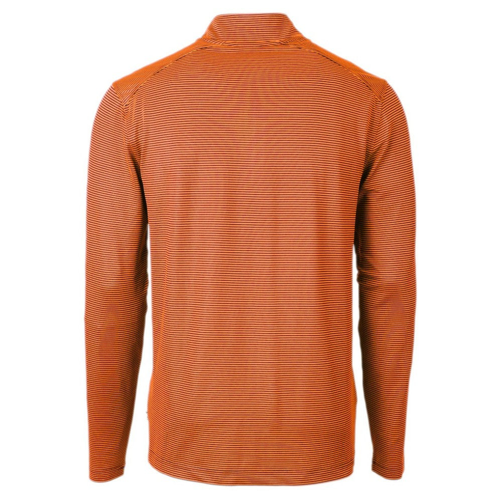 Detroit Tigers Cutter & Buck Virtue Eco Pique Micro Stripe Recycled Quarter-Zip Pullover Top - MLB