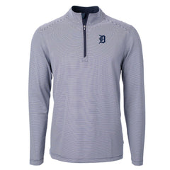 Detroit Tigers Cutter & Buck Virtue Eco Pique Micro Stripe Recycled Quarter-Zip Pullover Top - MLB